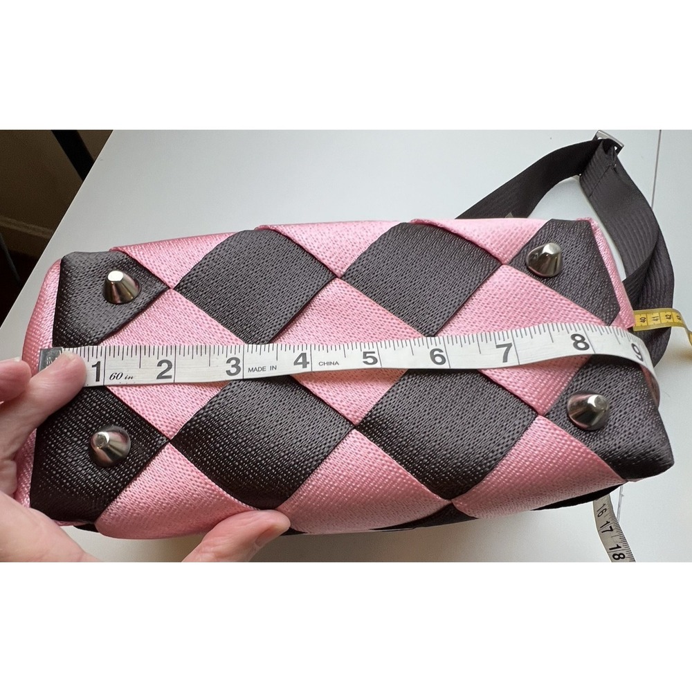 MAGGIE BAGS Genuine Seat Belt Webbing Shoulder Bag Brown/Pink Adjustable Strap - Picture 8 of 11